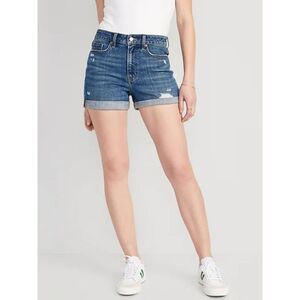 OLD NAVY HIGH RISE OG STRAIGHT CASUAL DISTRESSED ROLL CUFF DENIM SHORTS SZ.14
